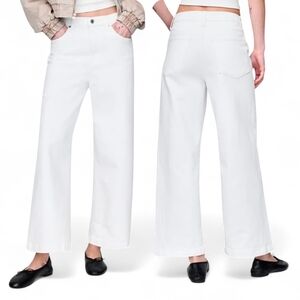 GAP High Rise Stride Wide Leg Ankle Pants - Optic White